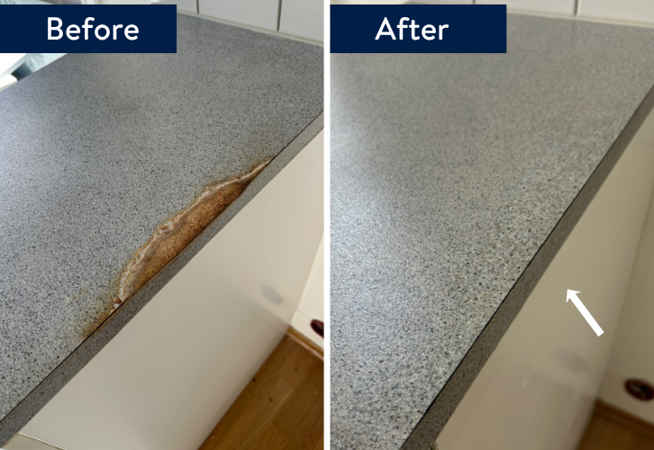 Kitchen countertop edge repair before after