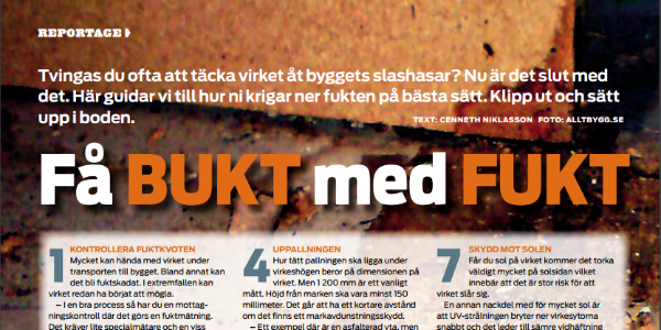 Pressklipp från Byggnadsarbetaren artikeln Få bukt med fukt Pressklipp från Byggnadsarbetaren